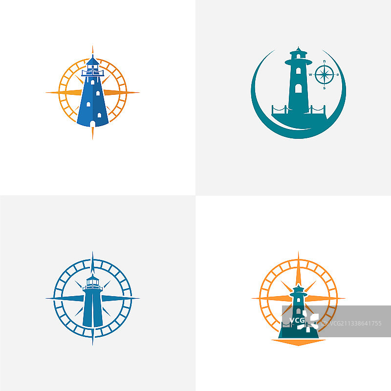 指南针、灯塔标志创意设计图片素材