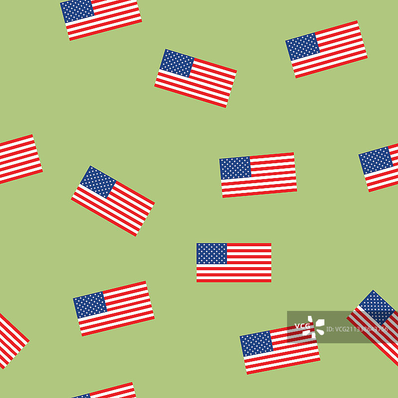 绿色背景上的美国国旗无缝图案图片素材