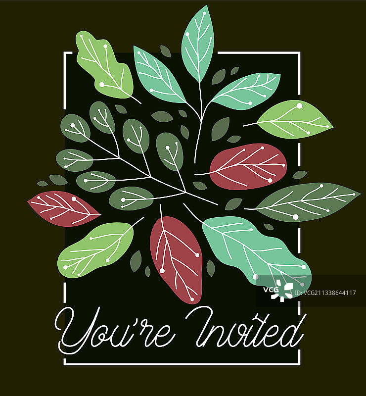 清新绿叶贺卡图片素材