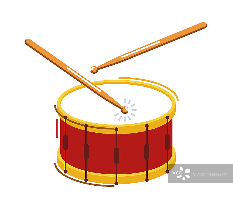 鼓乐器扁平隔离图图片素材