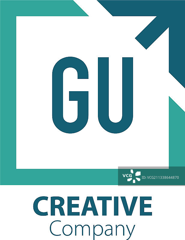 首字母GU创意开箱标志设计图片素材