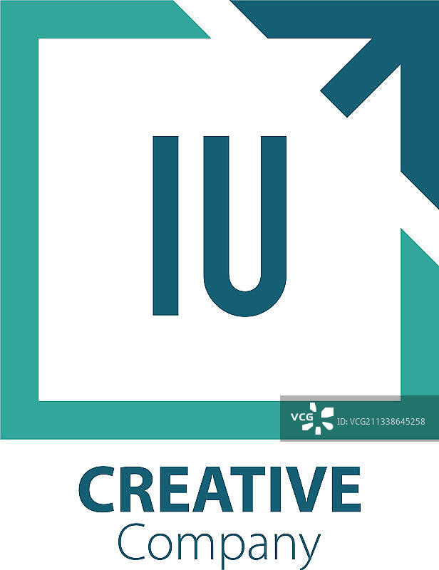 首字母IU创意开箱标志设计图片素材