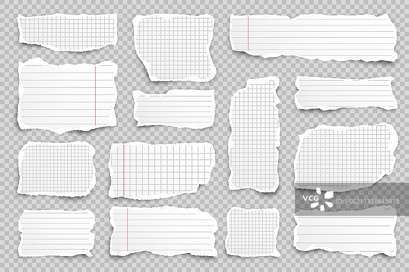 透明背景上的撕裂纸条图片素材