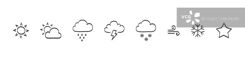 手绘天气图标套装图片素材