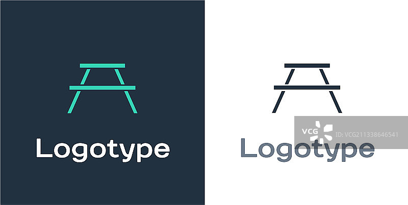 带长凳的野餐桌标志图片素材