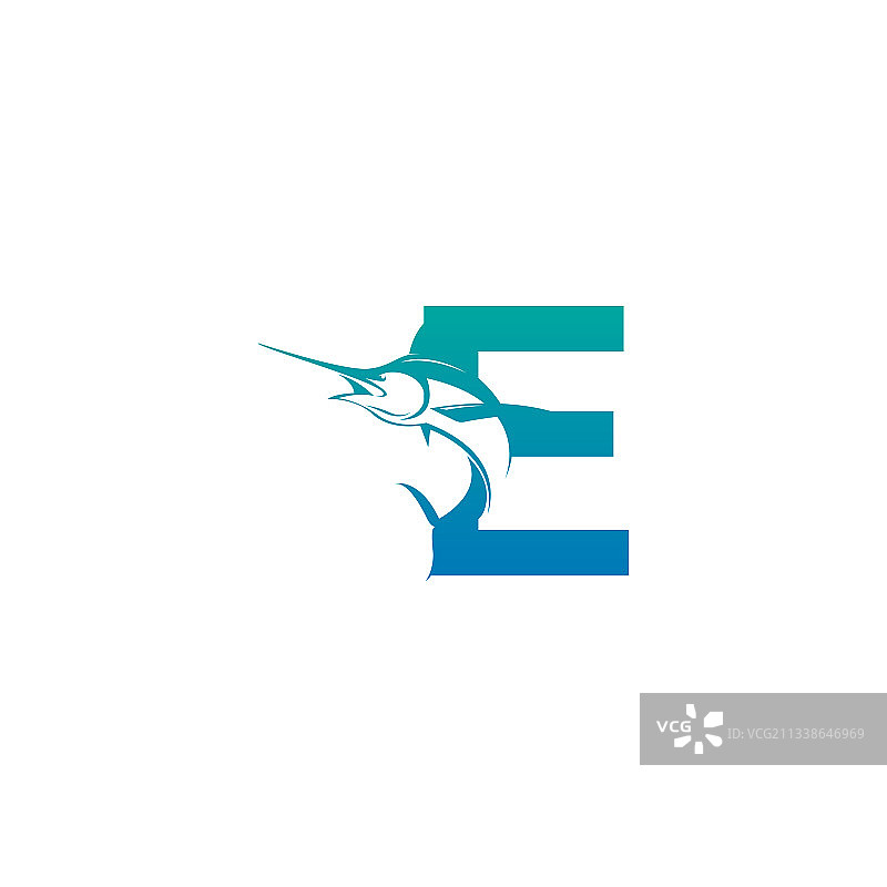 字母E鱼形设计标志图标图片素材