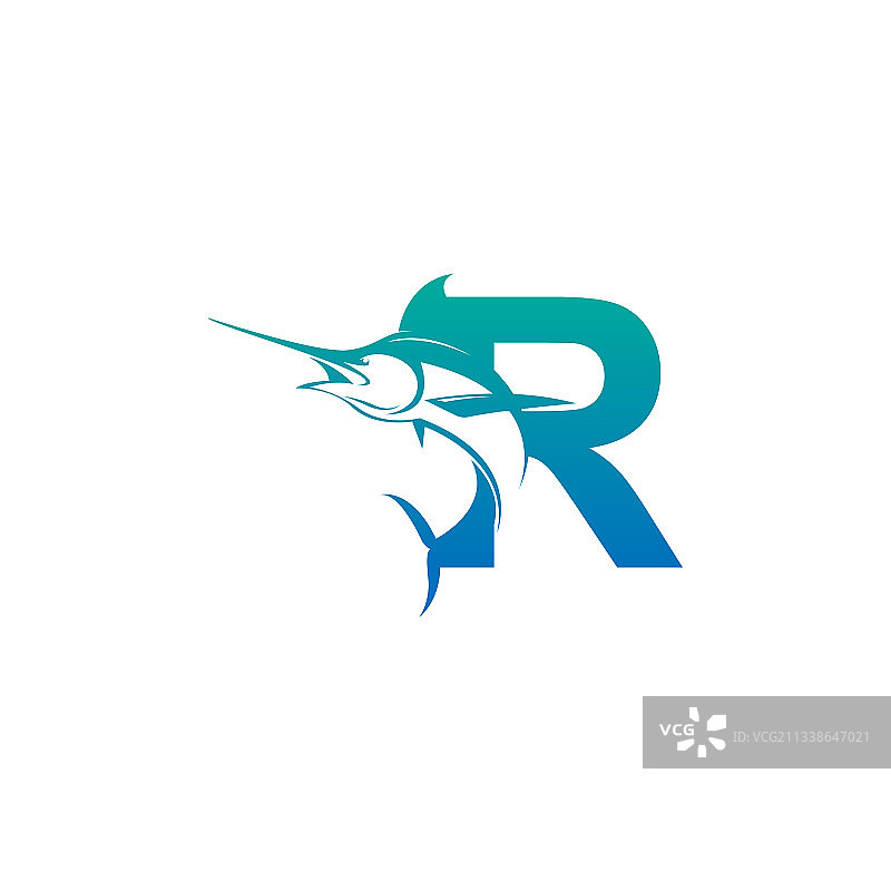 鱼形字母R标志图片素材