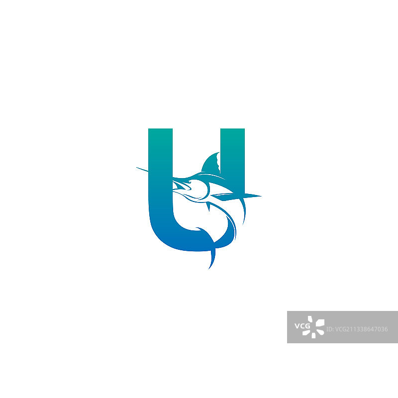 鱼形设计字母U标志图标图片素材