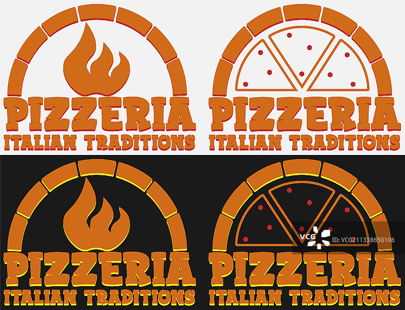 深色和浅色背景上的披萨店logo图片素材