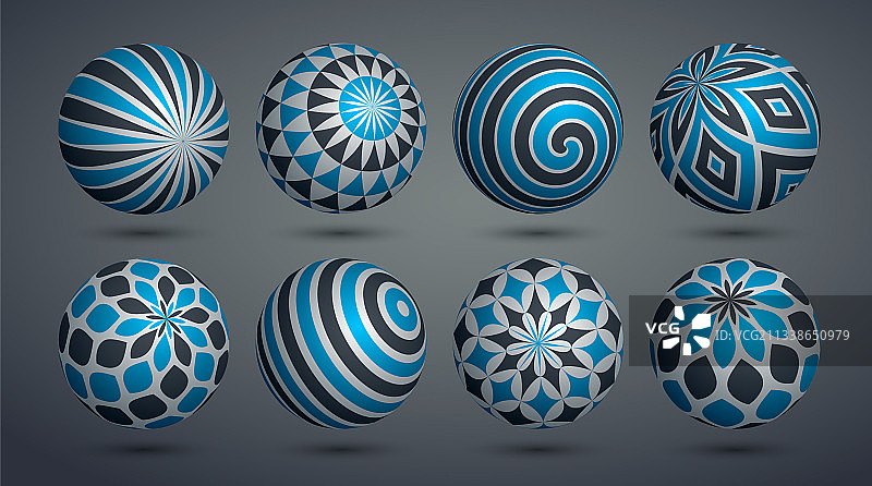 逼真装饰球体抽象套装图片素材