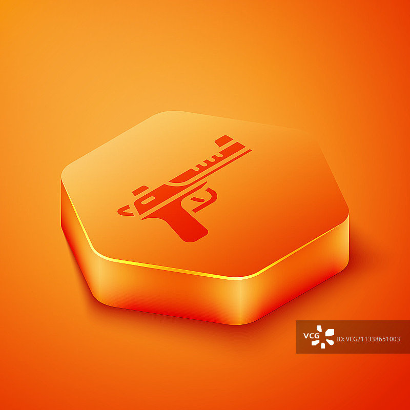 2.5D沙漠之鹰手枪图标，橙色背景图片素材