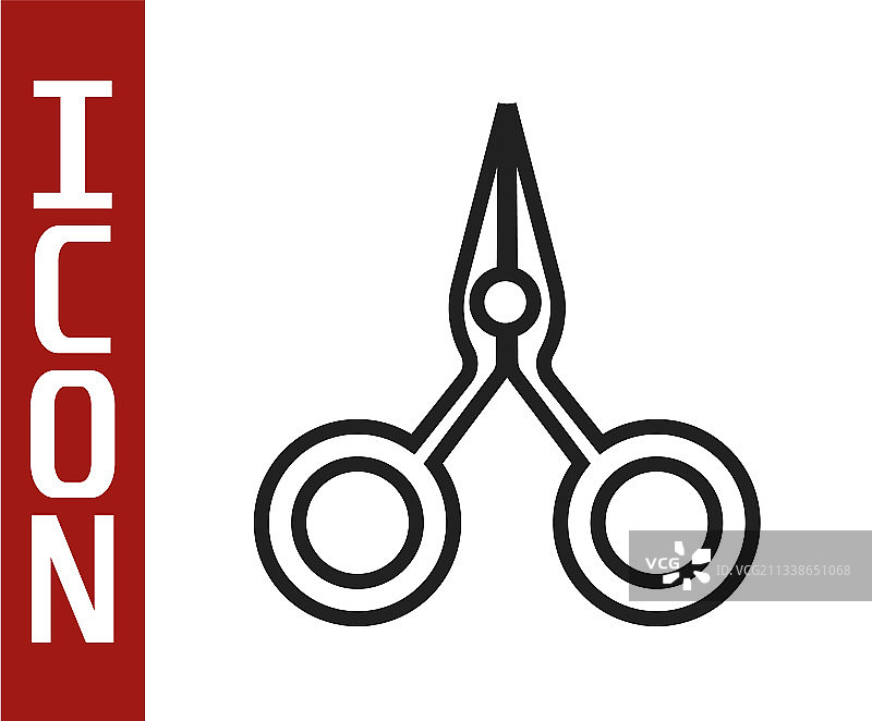 白色背景上的黑色线条剪刀图标图片素材