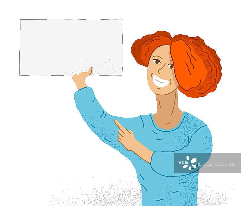 年轻可爱的女人展示空白纸样机图片素材