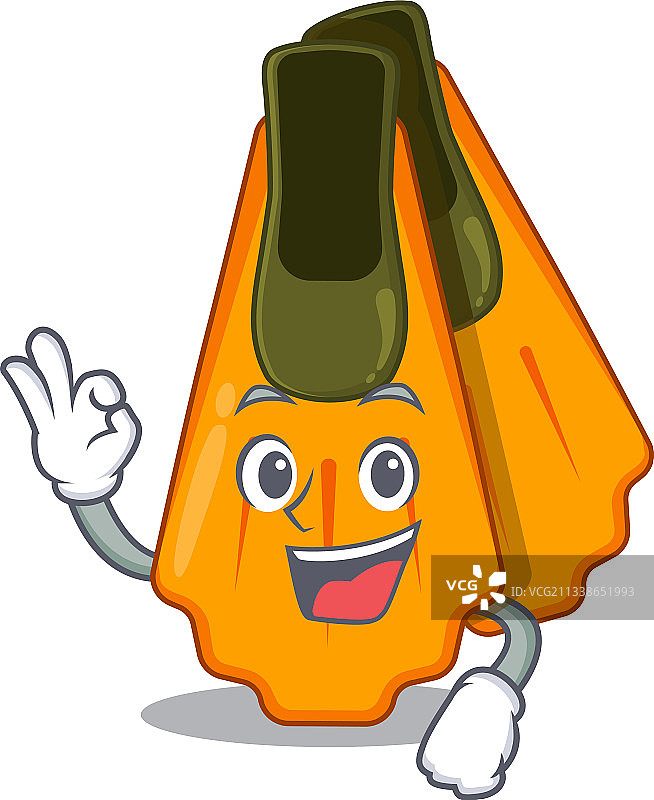 竖起OK手势的卡通泳蹼吉祥物设计图片素材