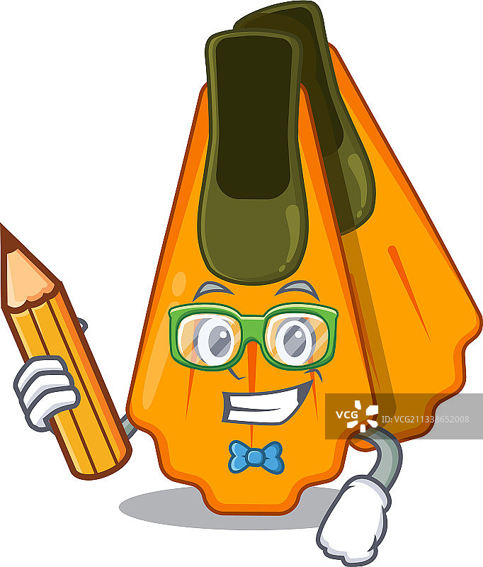 在家学习的脚蹼学生吉祥物设计图片素材