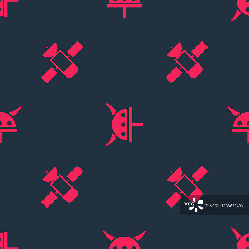 卫星和戴角盔维京人套装图片素材