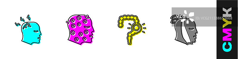 患有头痛、牛皮癣或湿疹皮疹的男人套装图片素材