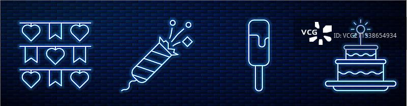 冰淇淋嘉年华彩旗花环合集图片素材