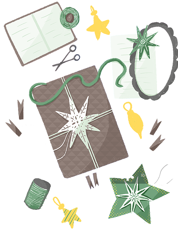 包装制作圣诞礼物的桌面图片素材