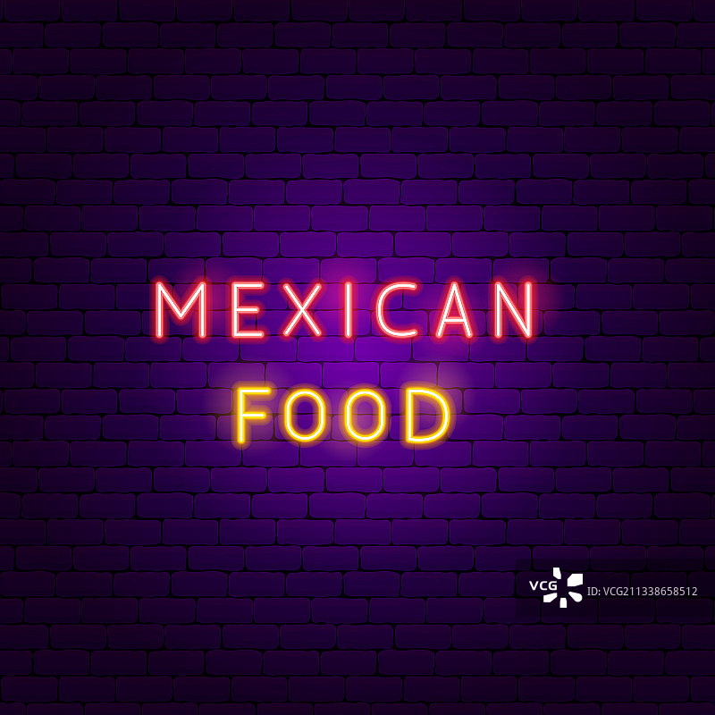 墨西哥美食霓虹文字图片素材