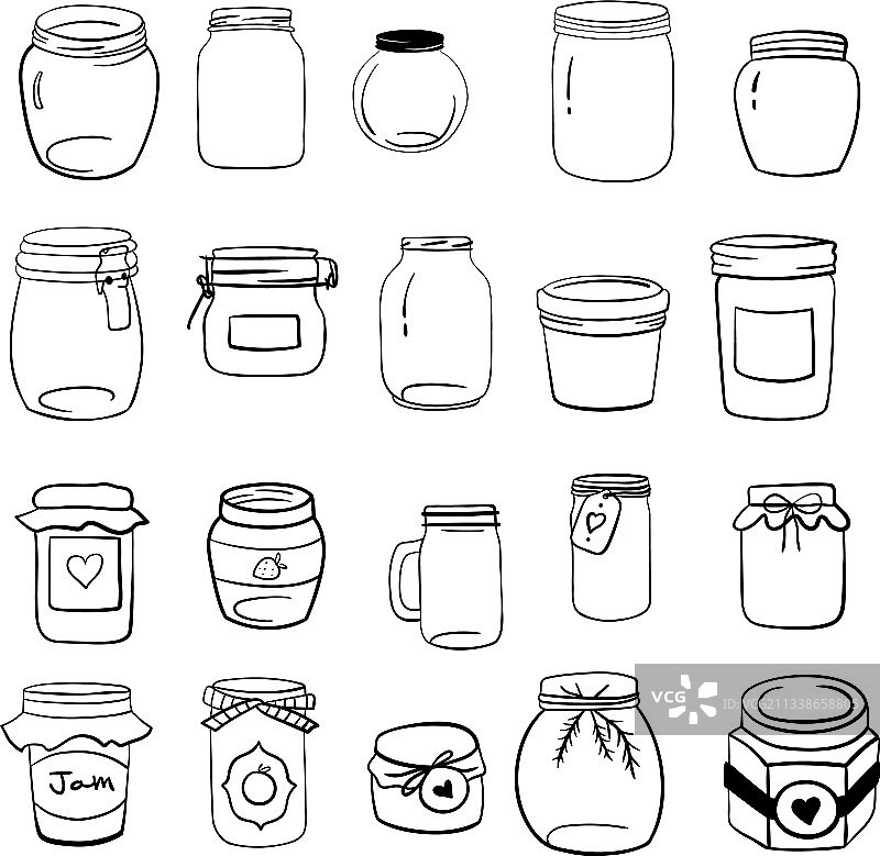 带盖和标签的罐子图片素材