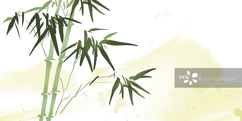 中国风背景插画水彩画竹子图片素材