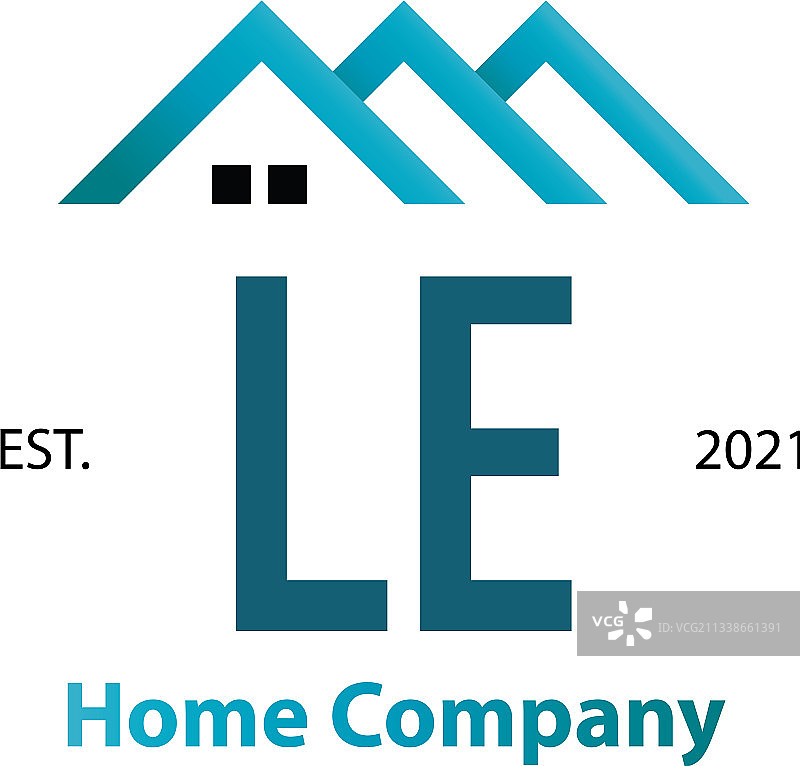 字母LE房屋创意标志设计图片素材