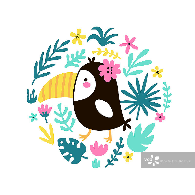 圆形可爱大嘴鸟图片素材