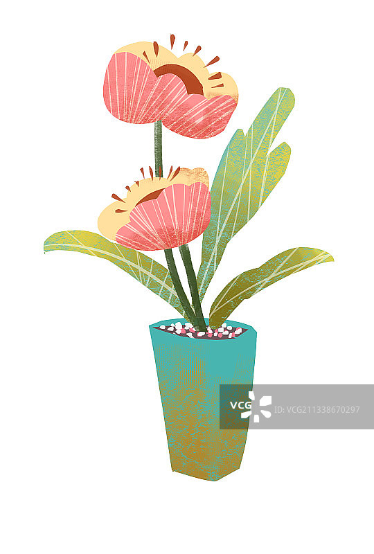 花盆叶子插画元素图片素材