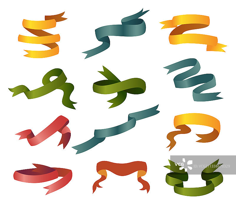 复古缎带图标合集图片素材