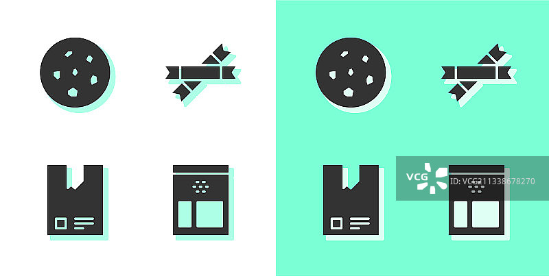 咖啡豆、饼干袋装套装图片素材