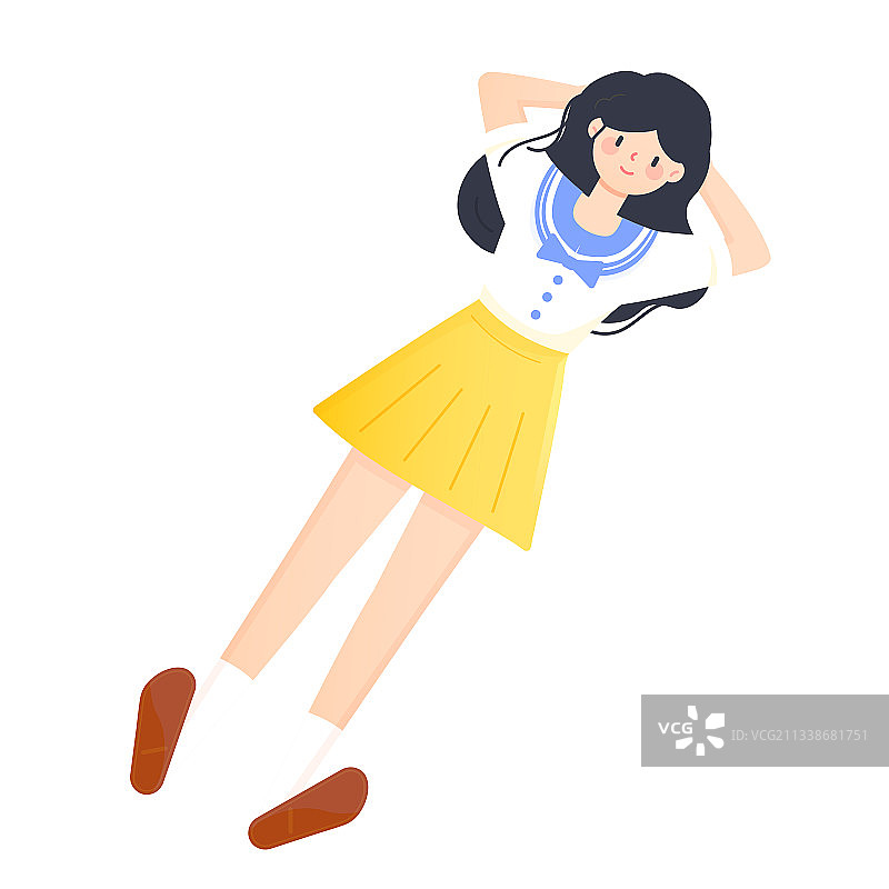 夏天女孩躺着矢量人物插画元素图片素材