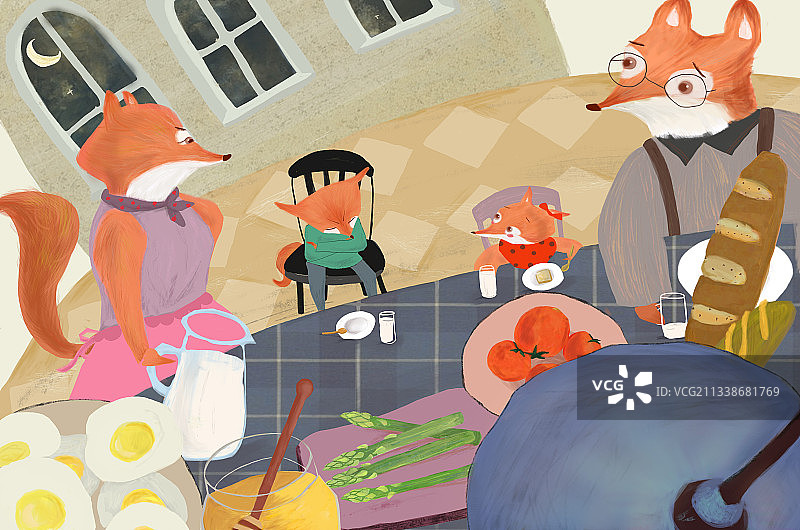 狐狸一家图片素材