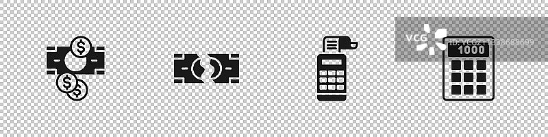 成摞的纸币、现金、撕毁的钞票图片素材