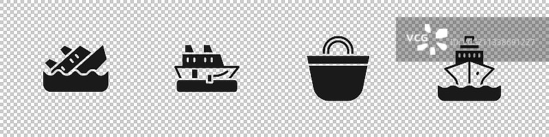 沉船、沙滩包等图标图片素材