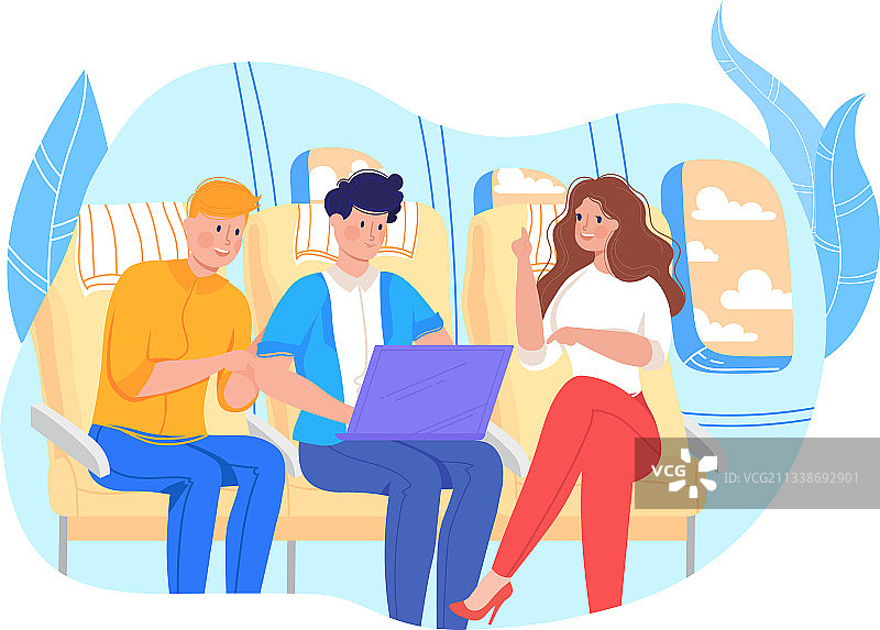 商务旅行飞机上的商人图片素材