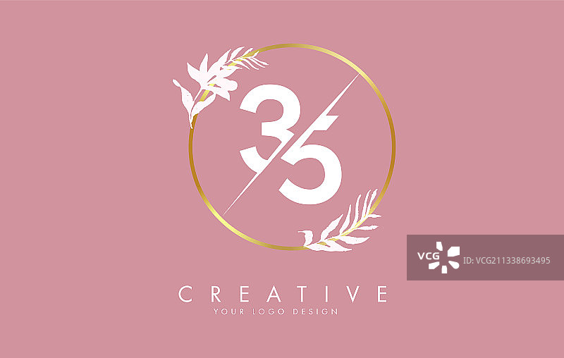 金色圆圈数字35logo设计图片素材