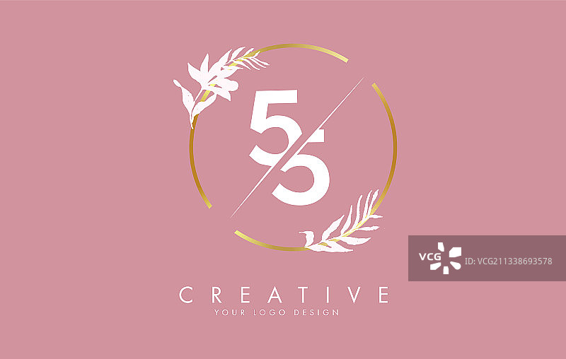 数字55金色圆环标志设计图片素材