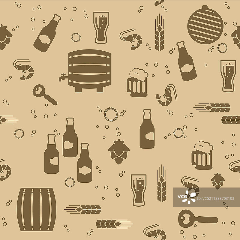 啤酒图标无缝图案图片素材