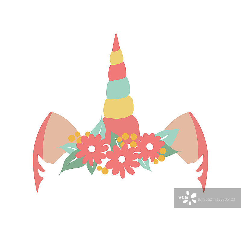 带有粉色耳朵的可爱独角兽角图片素材