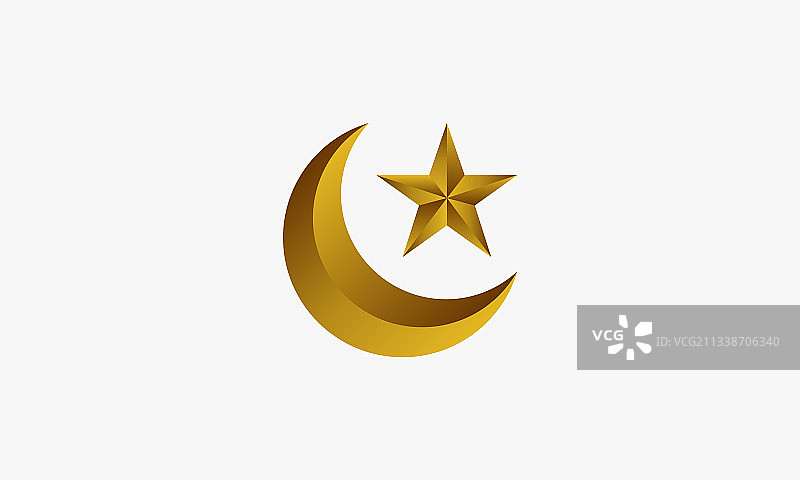 金色新月与星星3D设计图片素材