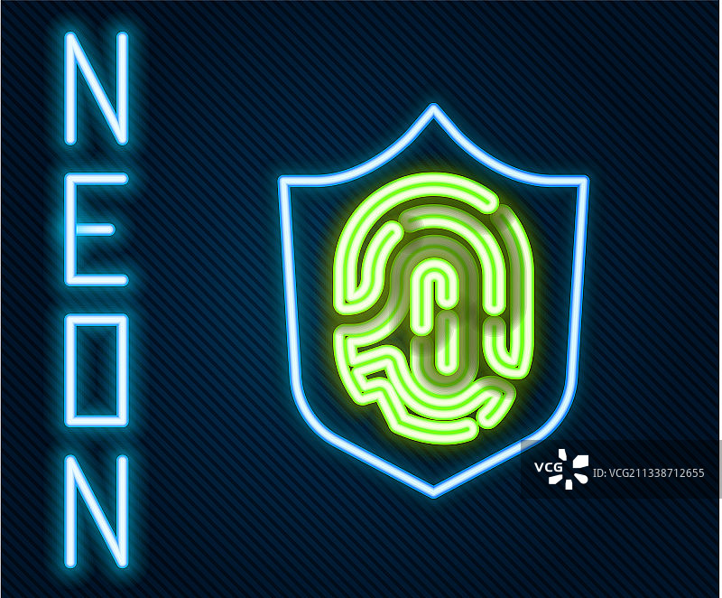 发光的霓虹灯线条：编码保护盾图片素材