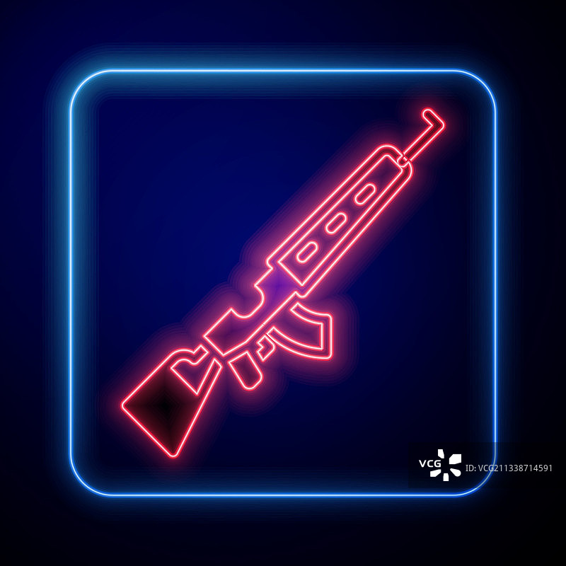 带瞄准镜的霓虹灯发光狙击步枪图标图片素材