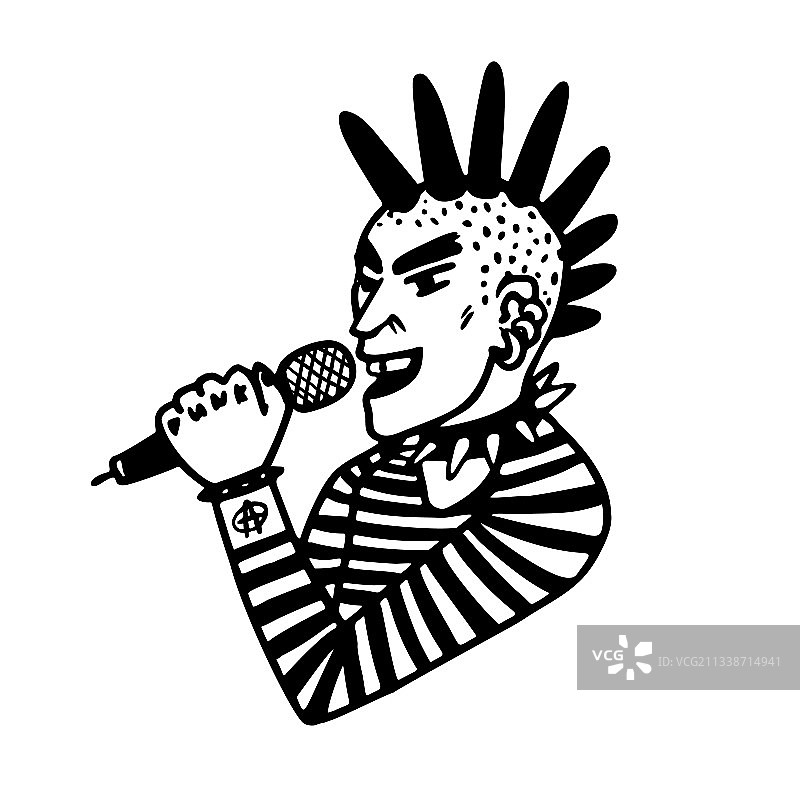 朋克摇滚合集：一位朋克摇滚歌手的肖像图片素材