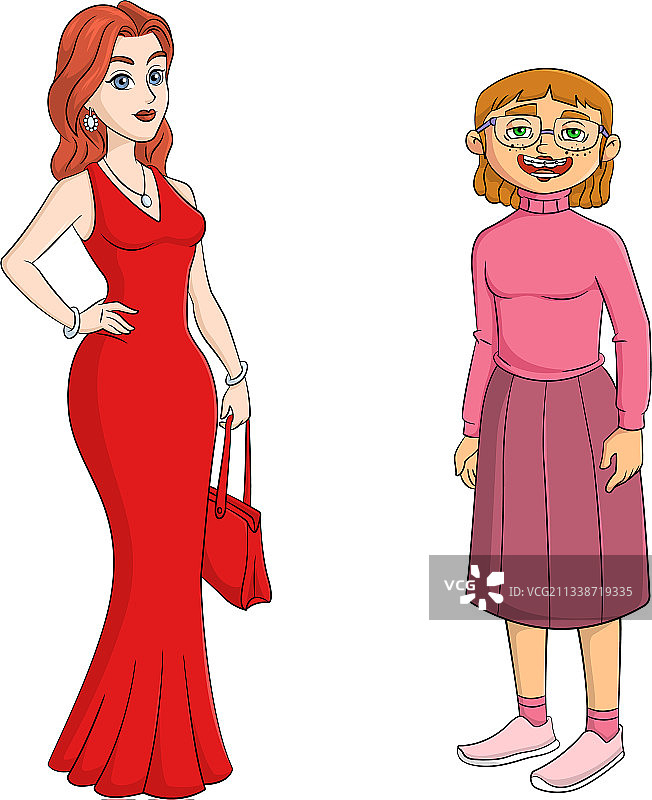 漂亮与丑陋的女孩图片素材