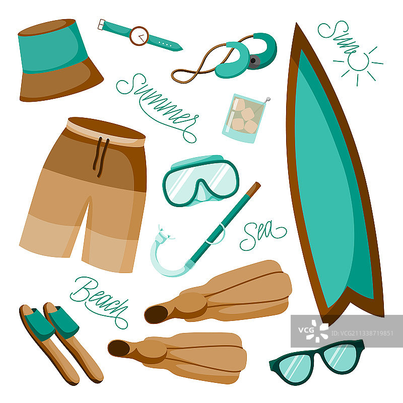 夏季海滩元素图片素材