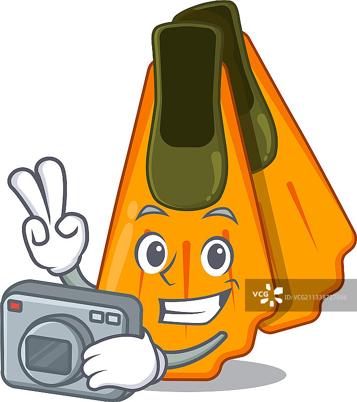 精通摄影的卡通形象，脚蹼图片素材