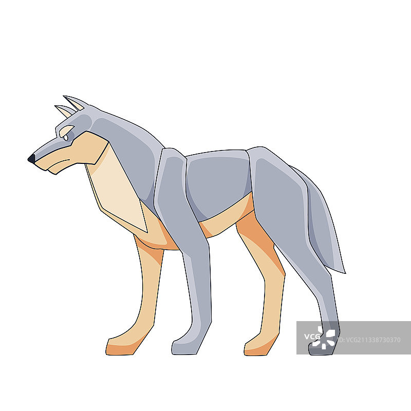 灰色狼卡通扁平风格图片素材