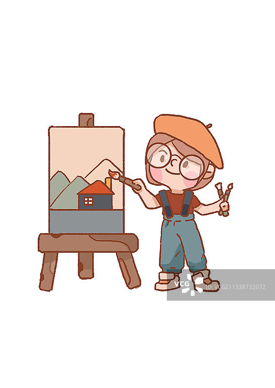 学习画画的小女孩竖版图片素材