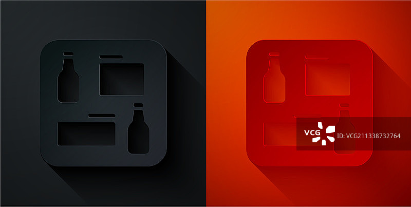 剪纸啤酒菜单图标，黑红色背景图片素材